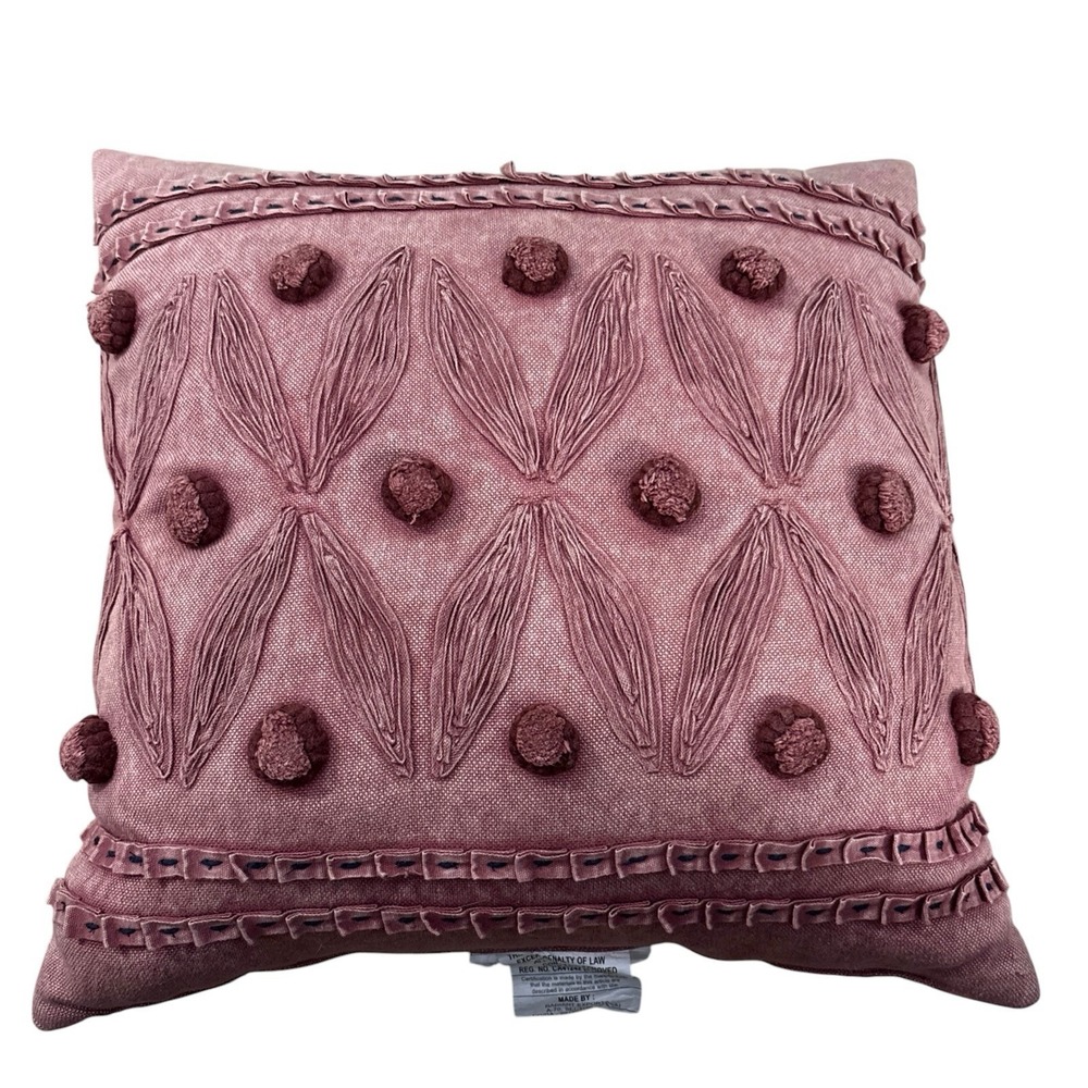 Opalhouse Textured Mauve Throw Pillow Pom Poms Drogonfly Decorative Two Tone